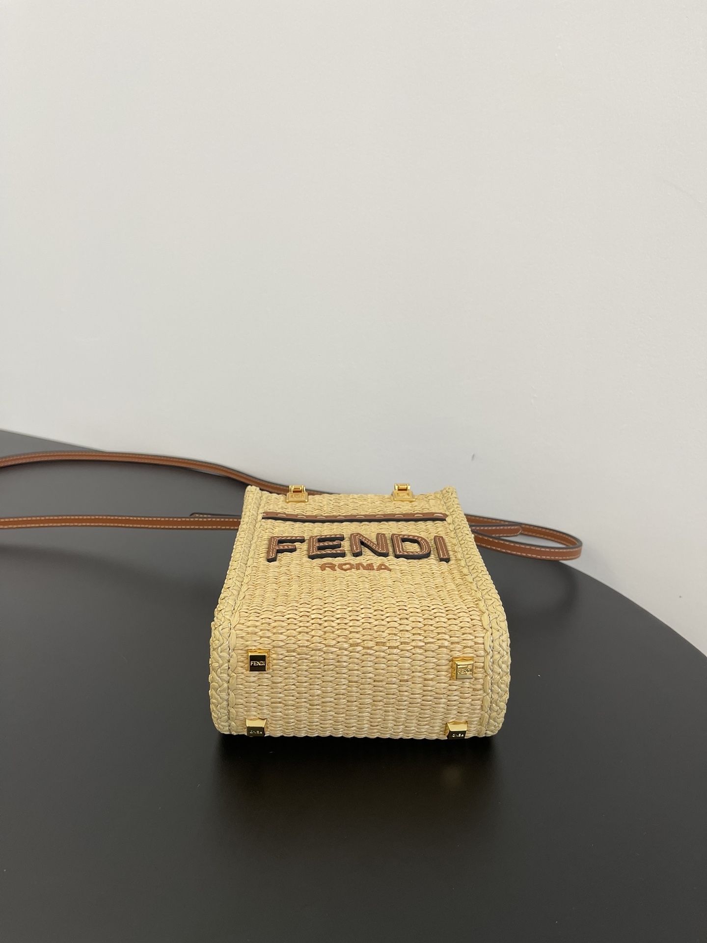 Fendi Mini Sunshine Shopper Beige Cotton Fiber Bag